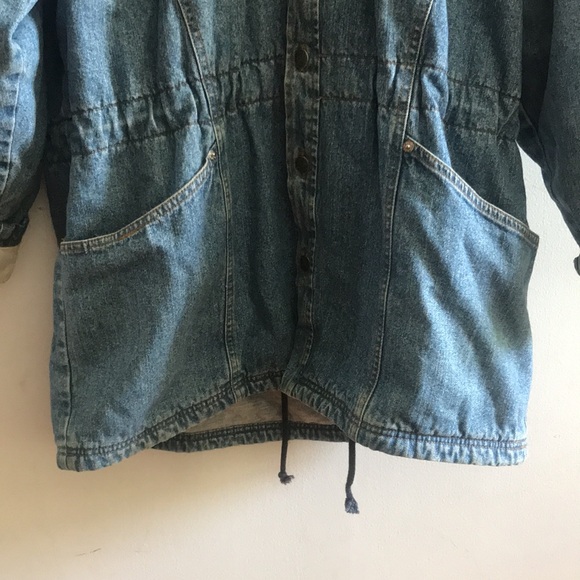 Vtg Levi’s Denim Hooded Mid Weight Jacket Fully Lined w/ Drawstring Waist Sz M - Picture 5 of 10